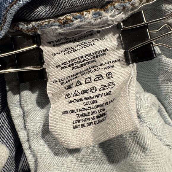 Free People Womens Jeans Reagan Destroyed Crop Skinny Button Fly Blue Street 29 - Picture 4 of 6